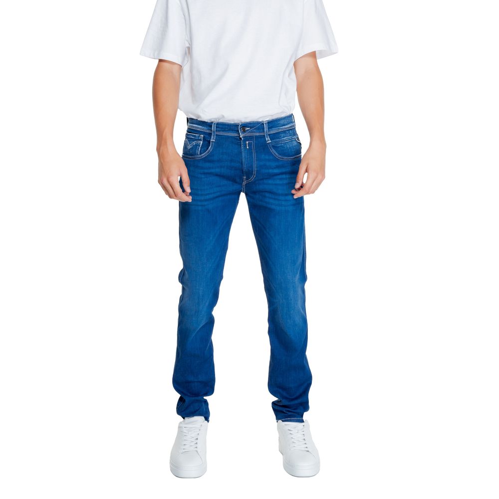 Replay Blue Cotton Relaxed Fit Jeans